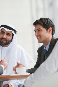 Businessmen talking in meeting